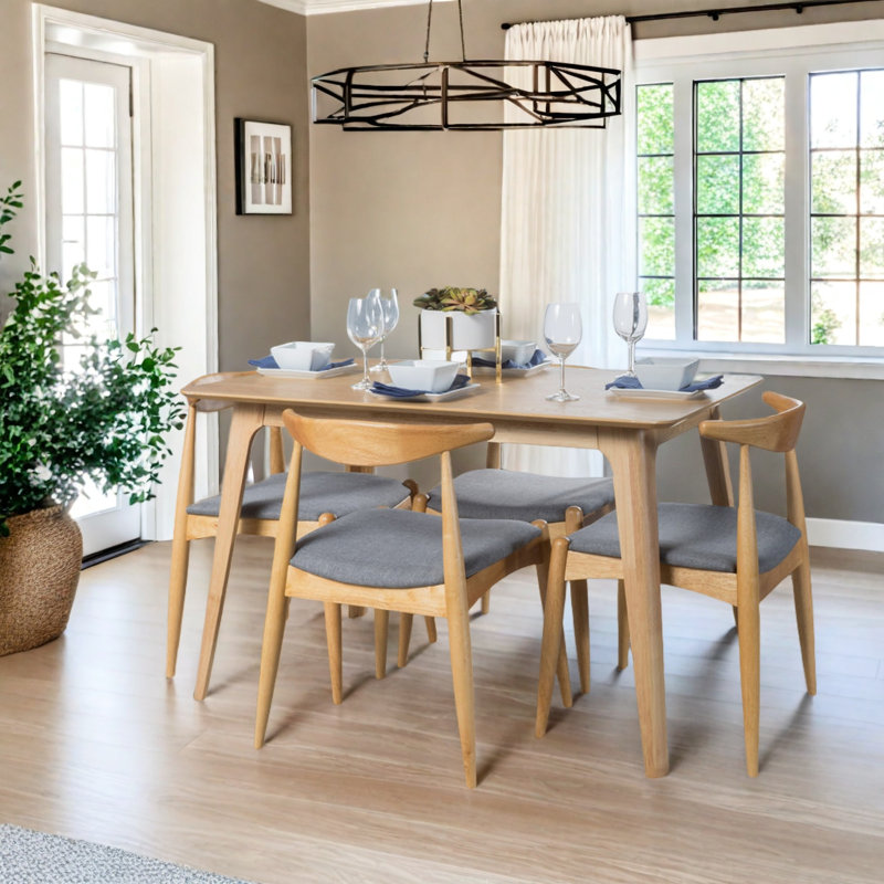 Aubray 4 - Person Four Leg Dining Set, Light Gray
