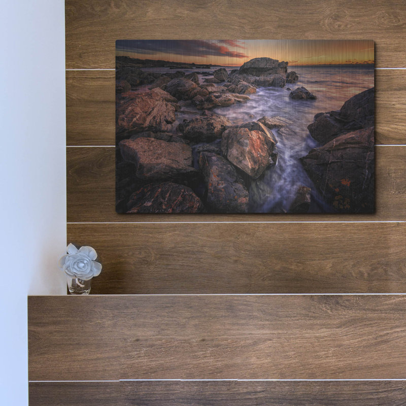 «Dawn In Biddeford Pool Iii» par Rick Berk, art mural en métal, H 12 po x l 16 po