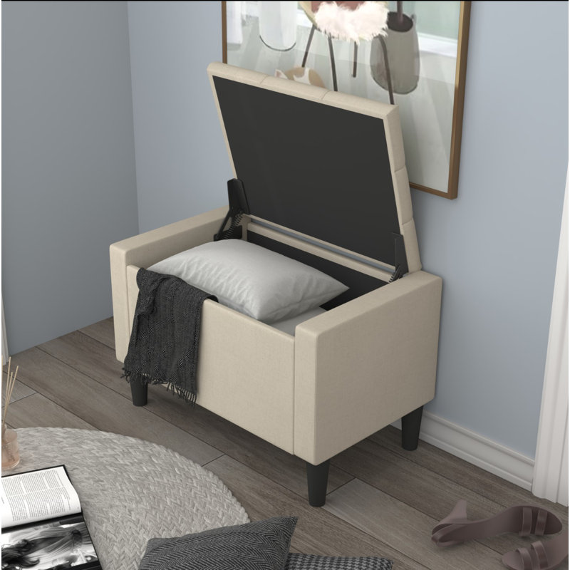 Banc de rangement rembourré Friesen, Beige, H 19,4 po x l 29 po x P 18,3 po