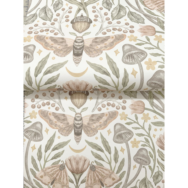 Mystic Moth Blush Forest Magic Wallpaper, Pink