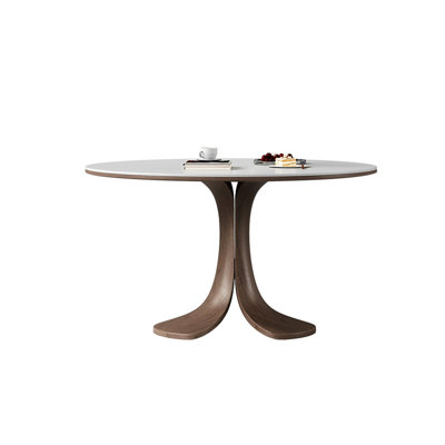 White Walnut color Round Sintered Stone Oak Dining table