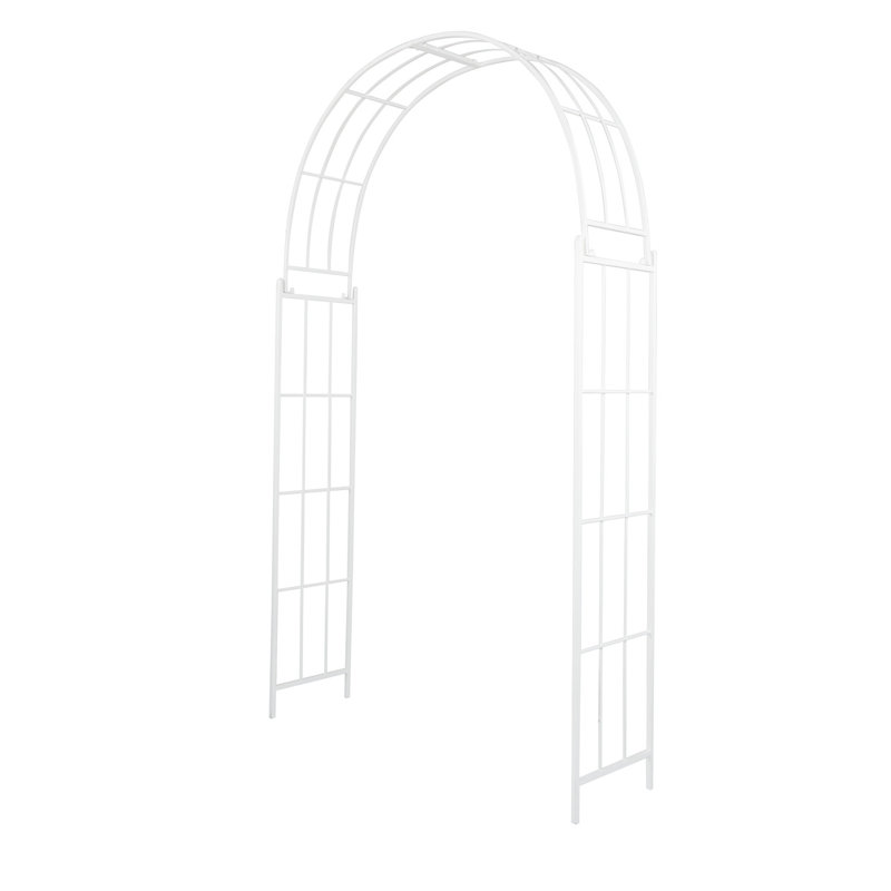 Tonnelle de jardin arquée et extérieure en métal avec côtés en treillis Coletin, Blanc
