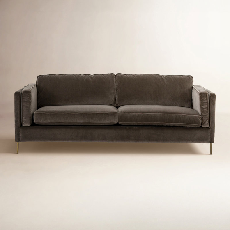 Emery Genuine Leather 84" Square Arm Sofa, Sapphire Birch