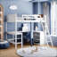 Lit mezzanine double en bois avec bureau Tablettes - blanc, aucun sommier requis pour les chambres compactes-1637975573