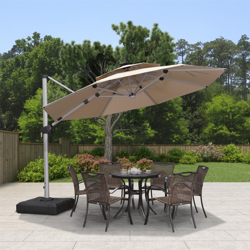 335cm Lighted Cantilever Parasol, Beige