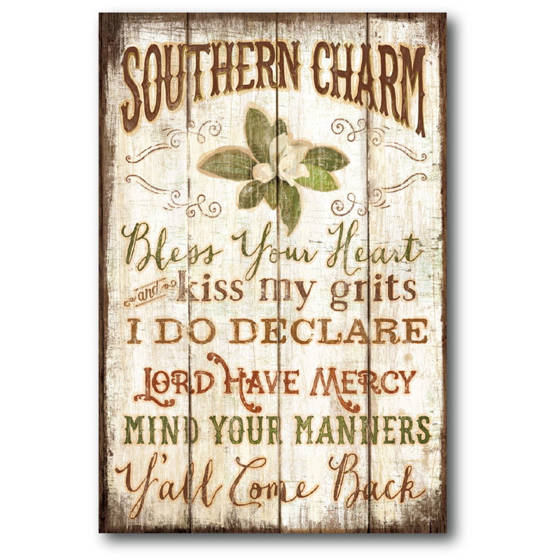 « southern charme », art textuel sur toile tendue
