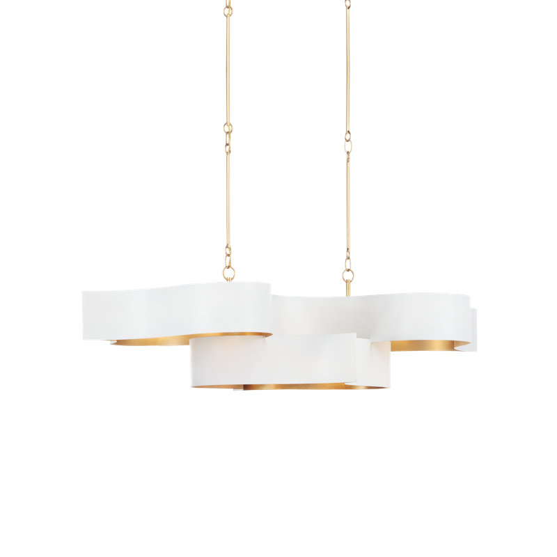 Grand Lotus 6 - Light Dimmable Geometric Chandelier, Sugar White