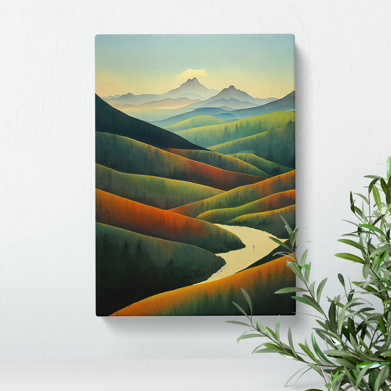Mountain Landscape In Watercolour No.2 - Wrapped Canvas, 50cm H x 35cm W x 3cm D