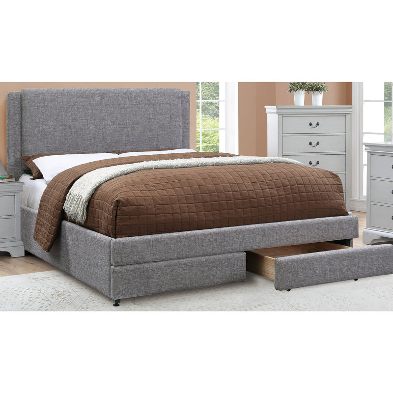Ensemble de lit 1 pièce Contemporary, Gris clair, Lit double