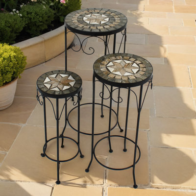 BRAVA 3 Piece Tall ROUND Plantstand Set