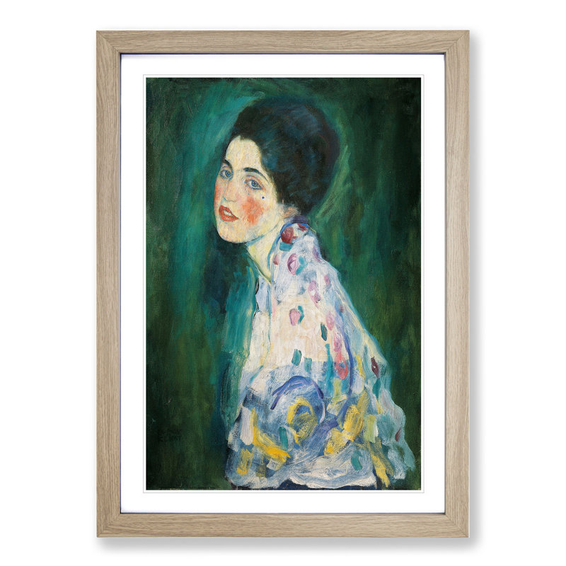 Portrait of a Lady by Gustav Klimt - Framed Print, 48cm H x 36cm W x 2cm D, Oak Framed