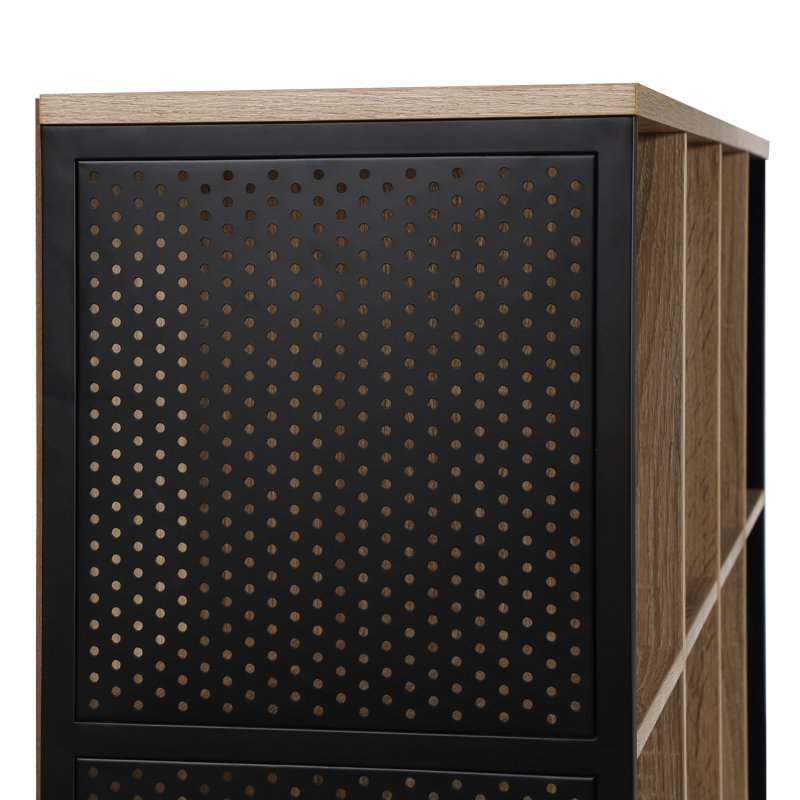 Ace 8 Cube Bookcase/Storage Unit, 34" H x 57.5" W x 13.5" D, Black/River Oak