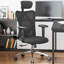  Chaise de bureau ergonomique en filet avec support lombaire réglable et accoudoirs rembourrés pour 300 lb-909741466
