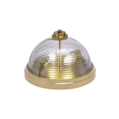 Plafonnier encastré 2 lumières Idahlia, 2 lumières, fini laiton vieilli avec verre fumé
