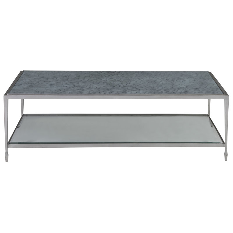Sashay 54" Silver and Gray Glass Rectangular Cocktail Table