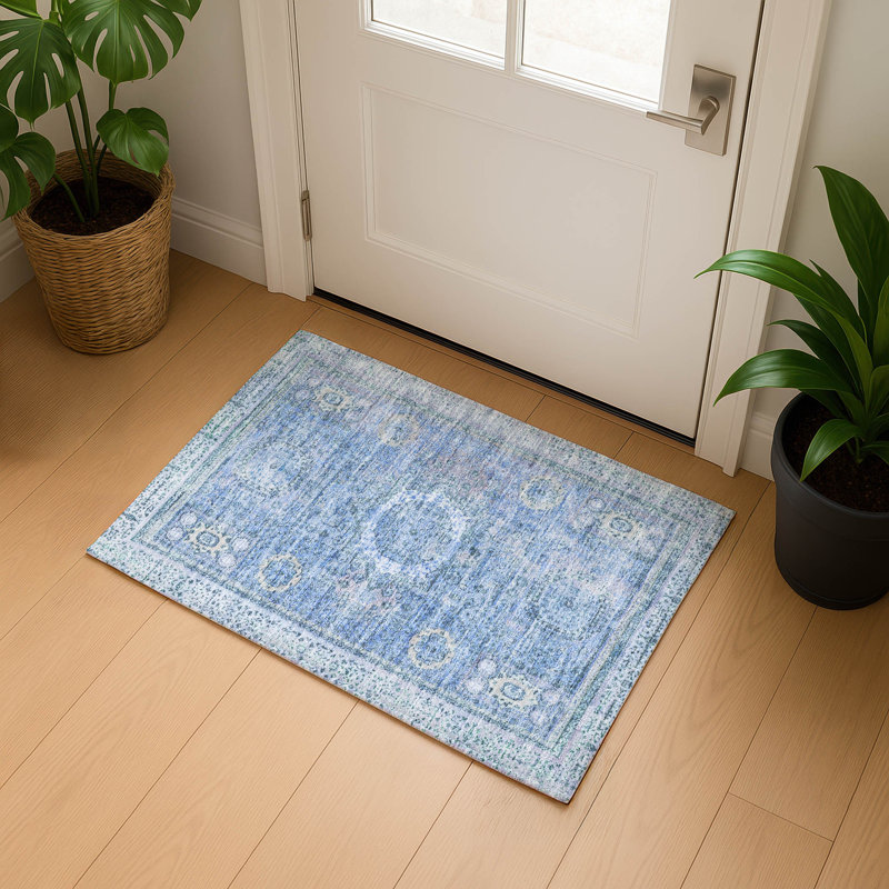 Premium Machine Washable Lubbers AMF1740 Border Rug, Rectangle 1'8" x 2'6"