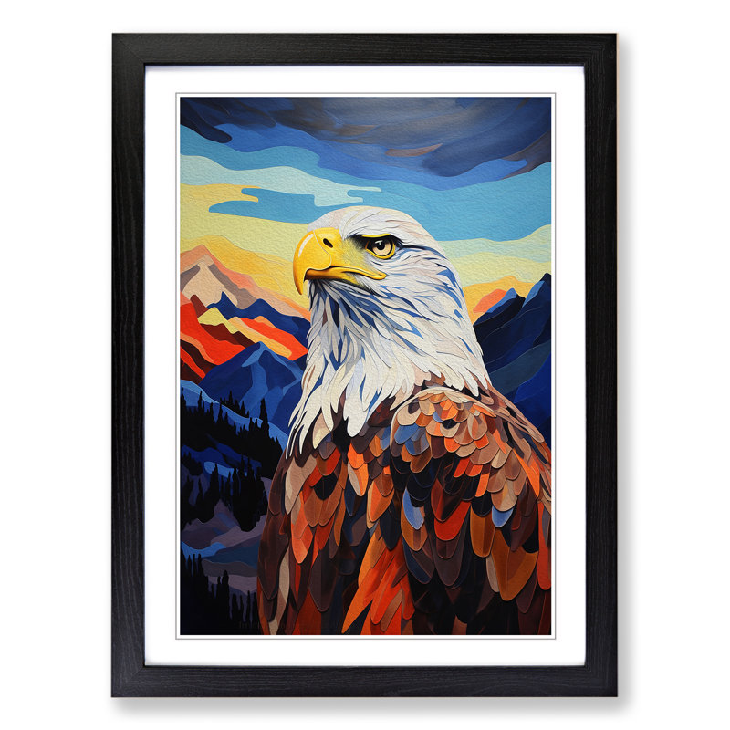 Eagle Colour Field No.2 - Single Picture Frame Print on Wood, Black Framed, 64cm H x 46cm W