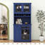 Garde-manger autoportant en bois avec portes en verre trempé, tablettes réglables et porte-bouteilles-1146405158