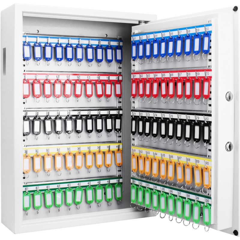 100 Digital Keypad Safe - White Cabinet For Home & Property Managers 100 Keys Wall Mounted Box White, Solid Steel Build Security