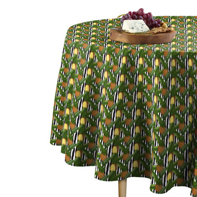 Kanice Pineapples in Stripes Round Tablecloth