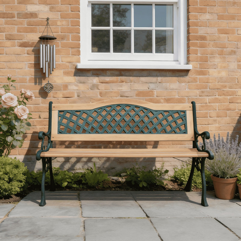 Lorien Wood and Metal Outdoor Bench