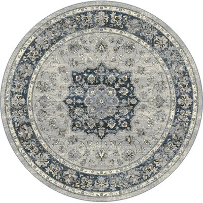 Tapis oriental argent / bleu
