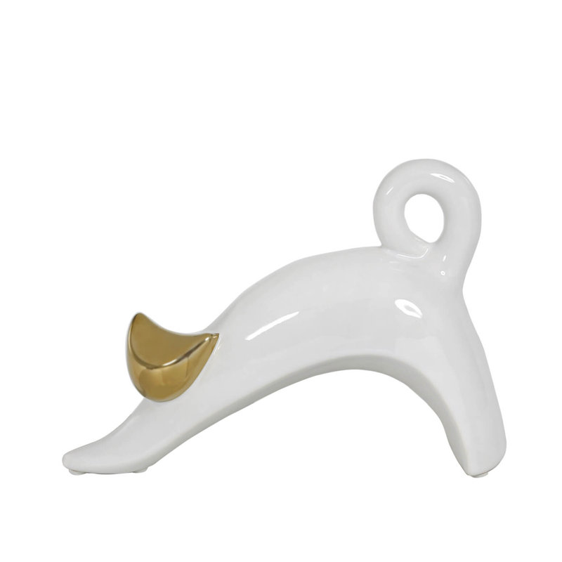Pickens Animals Figurines & Sculptures, White/Gold, 12cm H x 17cm W x 6cm D