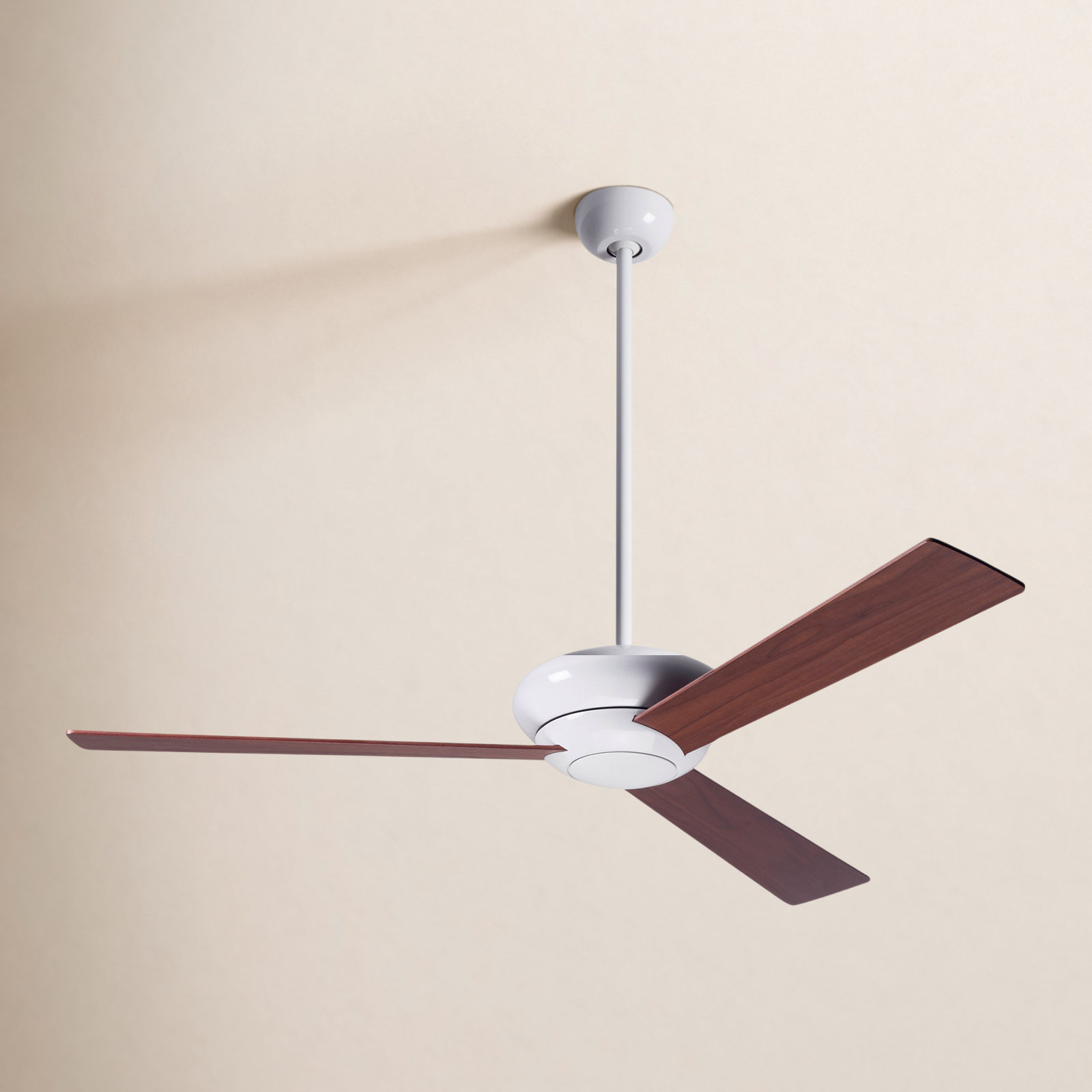 52'' 3 Blade Ceiling Fan, Gloss White, Handheld Remote Control (2-wire), Black