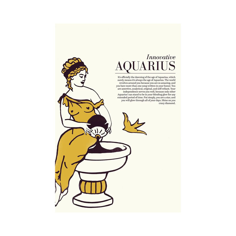 Zodiac Gold Aquarius by The Whiskey Ginger - Wrapped Canvas Gallery-Wrapped Canvas Giclée, Wrapped Canvas