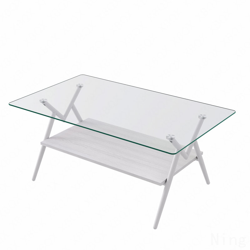 Ensemble de tables basses Modern Glass, Blanc, Clair