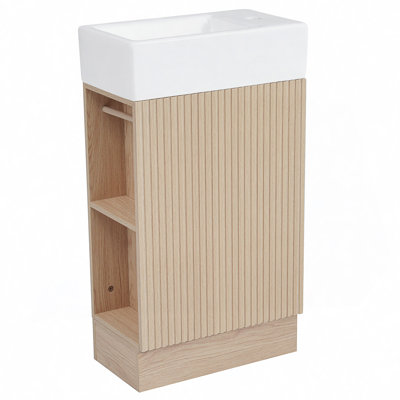 Meuble-lavabo de salle de bain avec lavabo, meuble-lavabo de salle de bain avec tablette à deux niveaux, orientation gauche ou droite