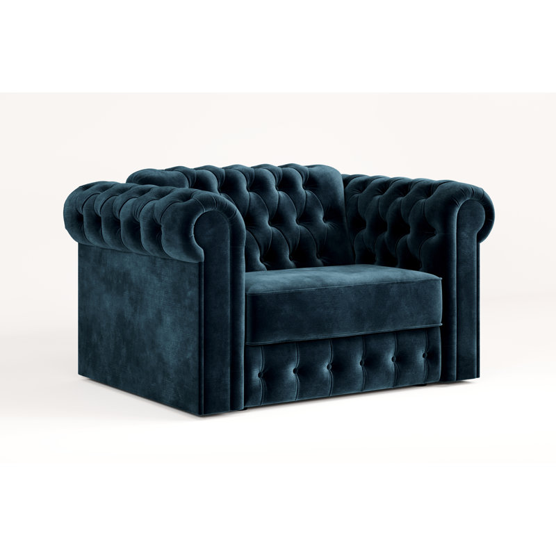 Jay-Be Chesterfield Snuggler Sofa Bed with E-Sprung Mattress - Luxe Velvet, Charcoal