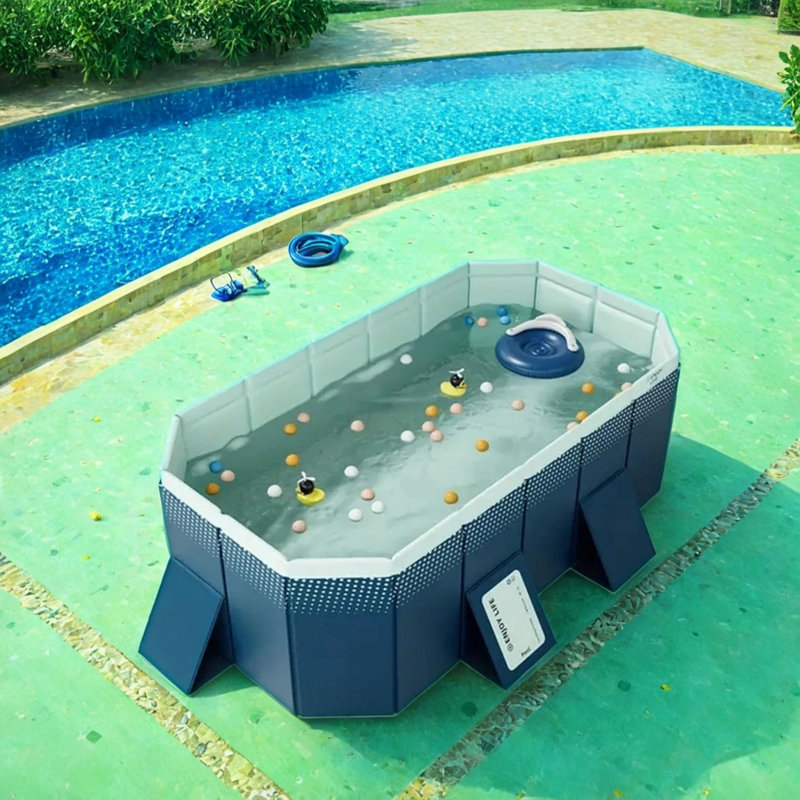 Piscine extérieure pliante gonflable en PVC, L 82,68 po x l 52,94 po x H 19,69 po