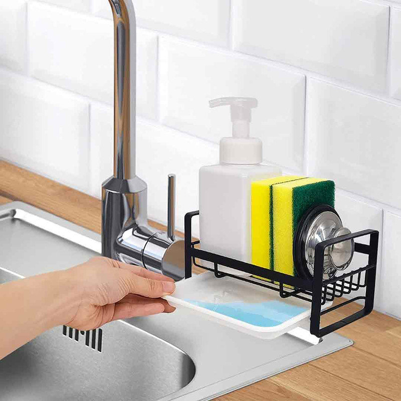 Black Stainless Steel Kitchen Sink Caddy Organizer