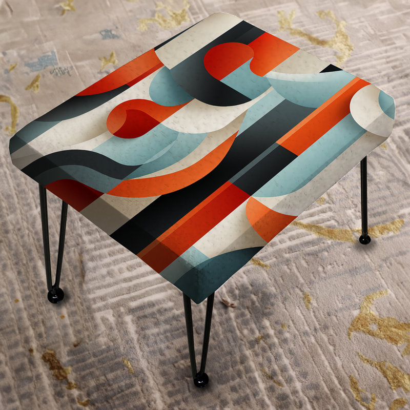 Futuriste Stripe and Sphere Symphony - Repose-pieds rectangulaire rayé