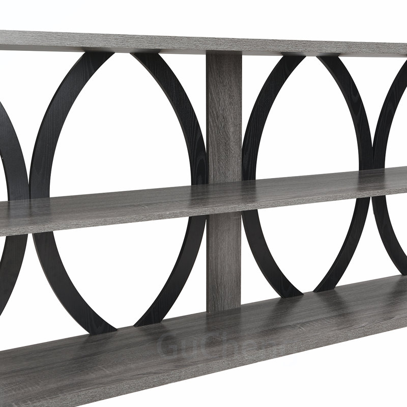 Versatile Industrial Console Table with Sturdy Construction for Various Spaces, Grey/Black