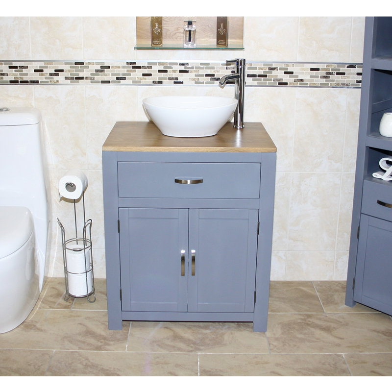 Haley 700mm Single Bathroom Vanity with Vessel Ceramic Basin, Grey
