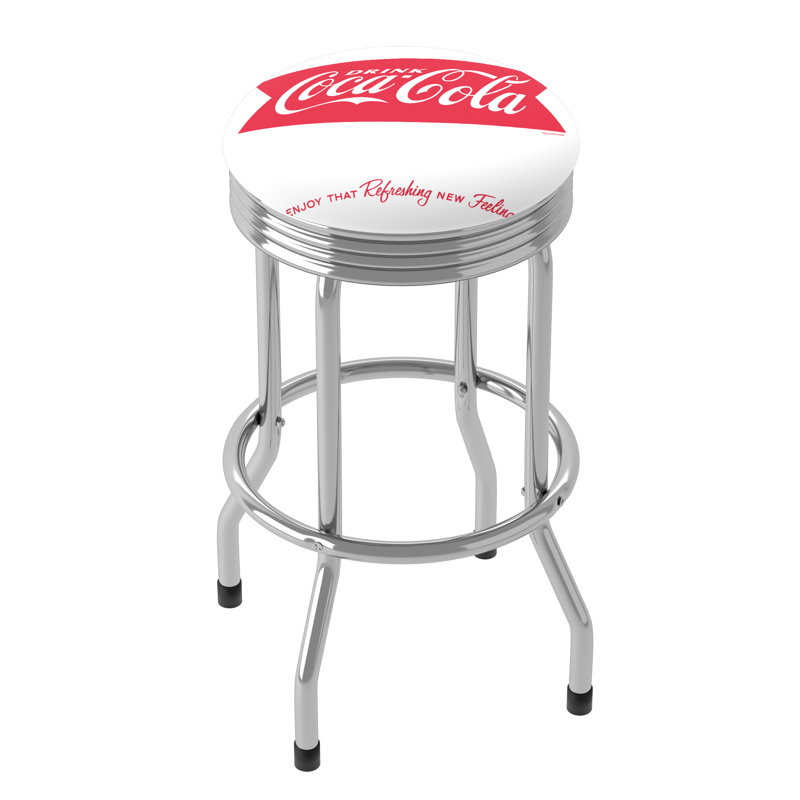 Coca-Cola Bar Stool, Chrome, White