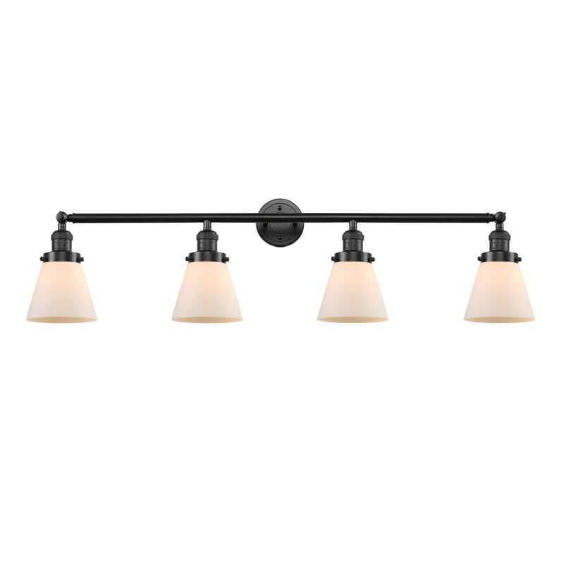 Gaudette 4 - Light Dimmable Vanity Light, Matte White Cased, 3.5 Watt Vintage LED Bulb, Antique Brass