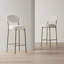 Ensemble de 2 chaises de salle à manger rondes 29 "en velours avec tabouret de bar 29" avec dossier et repose-pieds-1833369130