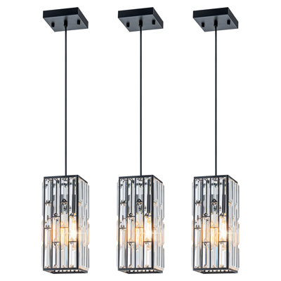 1-Light Mini Modern Crystal Glass Pendant Light for Kitchen Island （set of 3）
