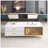 Modern White Coffee Table With 2 Glass Door Storage, 4 Drawers, Gold Metal Legs, And Multi-Color Lighting In 47.2''-68210467
