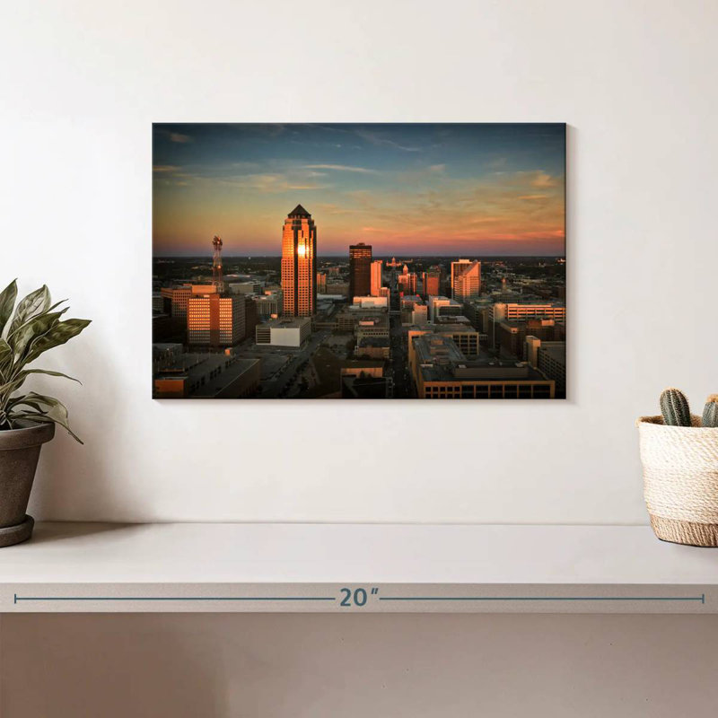Des Moines, crépuscule, horizon, H 8 po x l 12 po