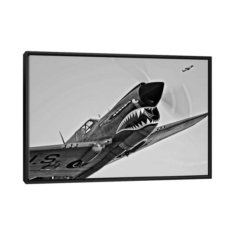 « a curtiss p-40e warhawk », reproduction de photo sur toile, H 18 po x l 26 po x P 1,5 po, Toile avec cadre noir