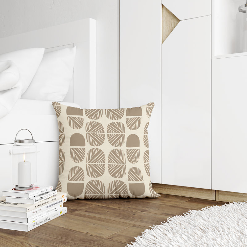 Jeté carré en polyester intérieur / extérieur, Beige, L 17 po x H 17 po
