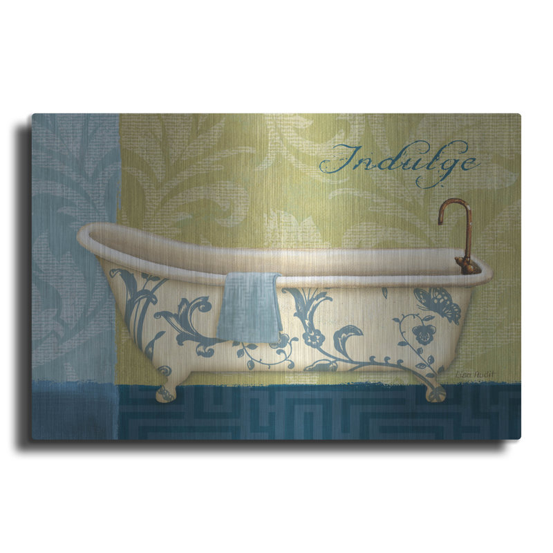 Ophelia & Co. «Blue Botanical Bath I» par Lisa Audit, art mural en métal, H 12 po x l 16 po