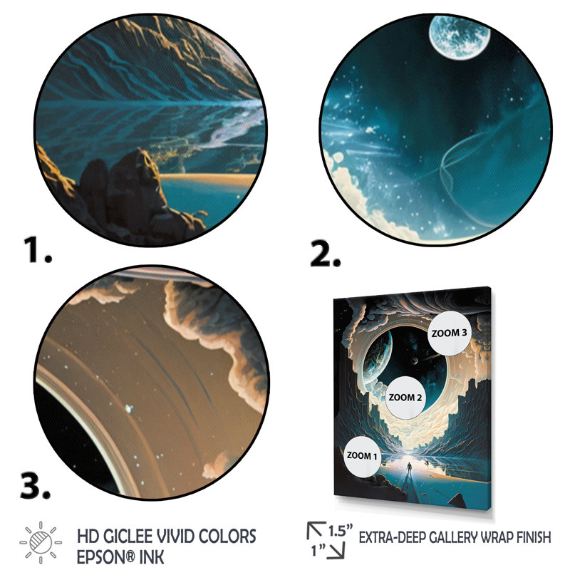 Cosmic Chromatics Landscape III - Space, impressions sur toile, Encadrement doré, H 44 po x l 34 po x P 1,5 po