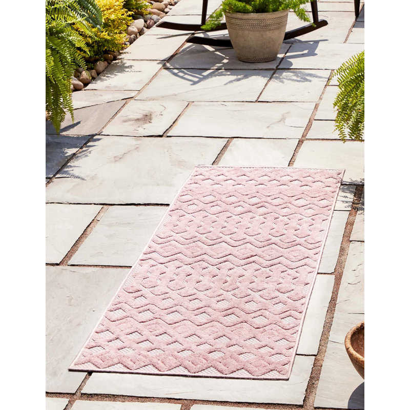 Tapis intérieur / extérieur rose Griffie, Tapis de couloir 2 pi x 6 pi