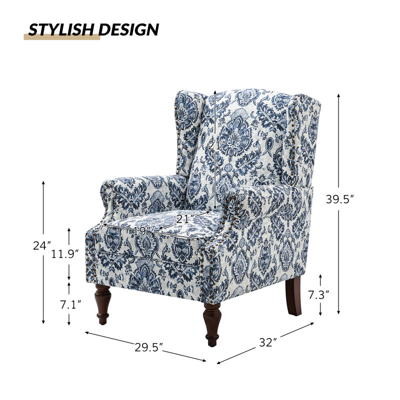 Upholstered Accent Chair, Navy