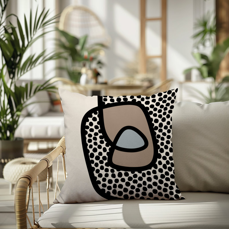Oreiller carré réversible intérieur / extérieur Vie Abstract, H 15 po x l 15 po, Gris